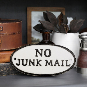 No Junk Mail Cast Iron Sign